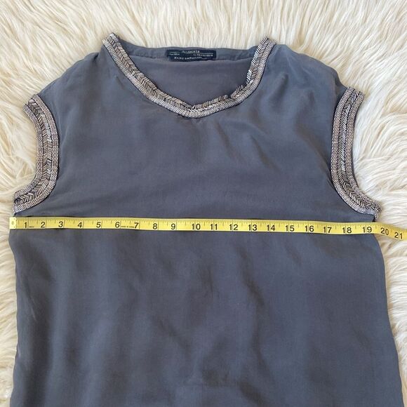 All Saints Axes Silk Blouse Hand Embellished Beaded Sz 4 Urban Designer Luxury - Picture 9 of 9